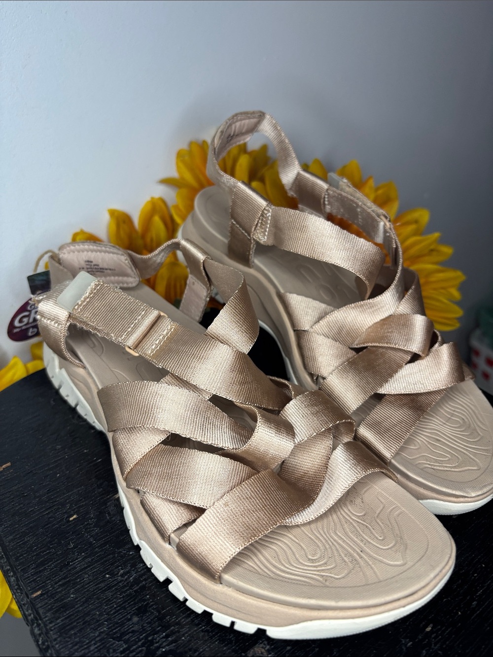 Bionica Beige Satin Strappy Sport Sandals